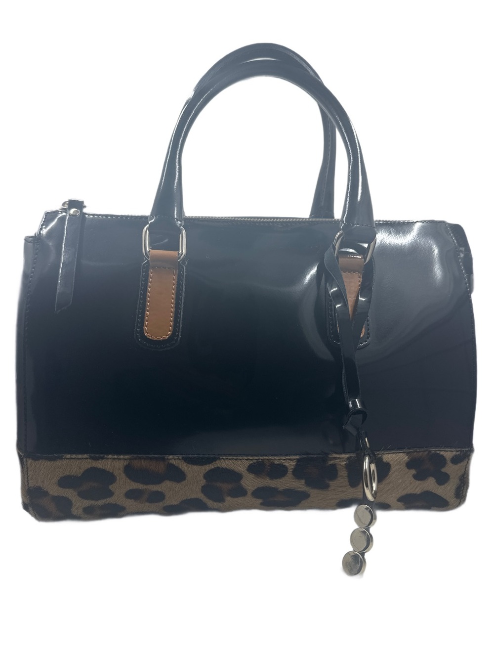 Asia Bellucci Italy Leather Leopard Calf Hair Satchel Vintage Made in Italy